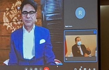 Dr. Tarun Bajaj, Director of APEDA delivering his remarks virtually at the trade event organized by the Embassy to promote Indian exports to Venezuela.